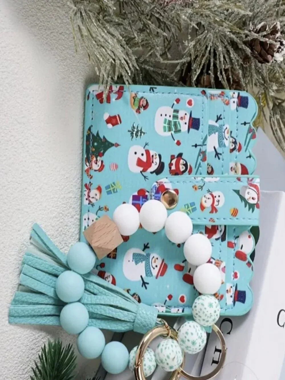 Christmas style Wristlet with tassel Keychain B25